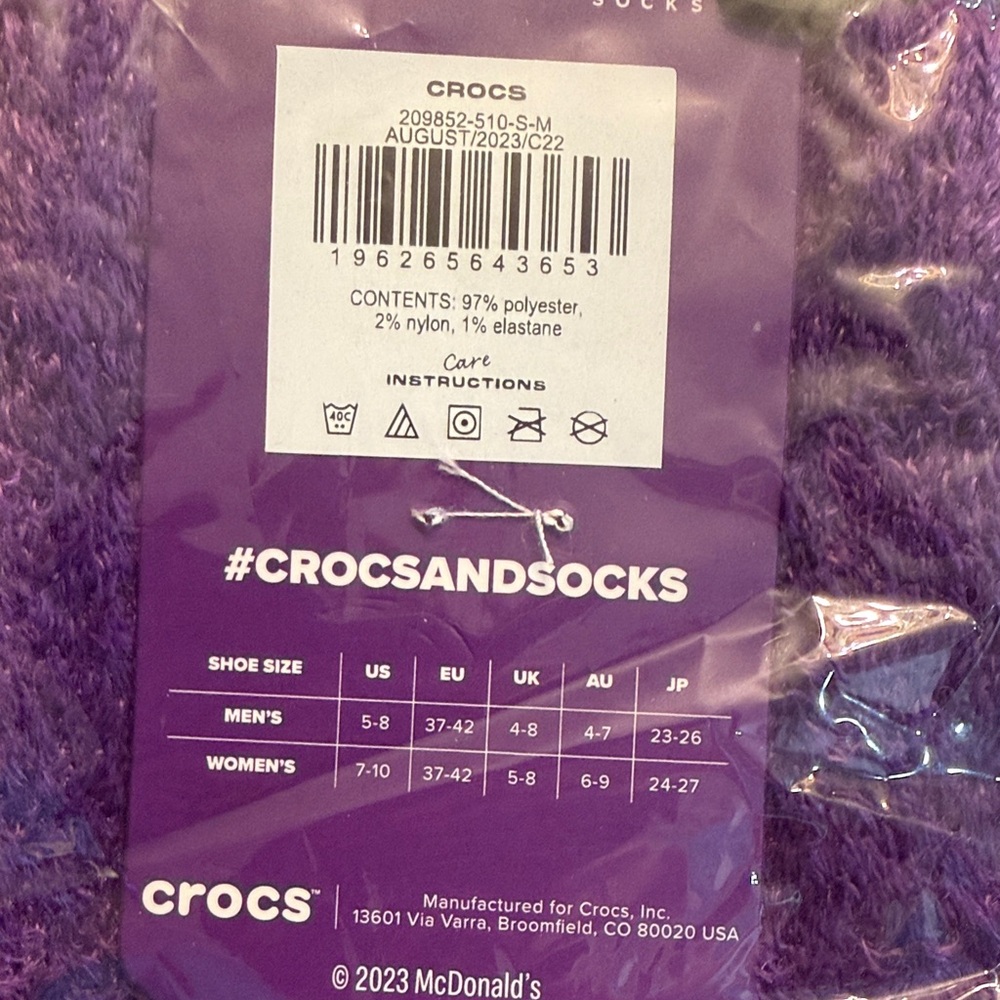 CROCS x McDonalds Grimace Socks - Picture 4 of 4